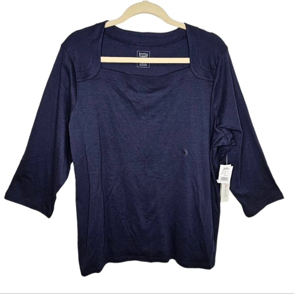 Hasting and Smith Womens Long Sleeve Box Neck Top 1X NEW